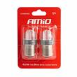 Set 2 becuri semnalizare, 9 LED-uri, 12V, P21W BA15s, alb transparent, 02953 Amio