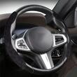 Husa volan 2 segmente, imitatie Alcantara, neagra, FS-1203