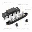 Conector fire electrice universal, 4 poli, 12-48V, 250A, cu capac, surub M10, negru minus, 03811 TruckLed