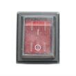 Buton basculant ON/OFF 2 faze, 4pini, dreptunghiular, rosu, cu capac protectie, NK49