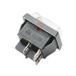 Buton basculant ON/OFF 2 faze, 4pini, dreptunghiular, rosu, cu capac protectie, NK49