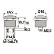 Intrerupator buton OFF - ON, cu revenire, fi 19, metalic, EP725Q 247 Lighting
