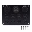 Panou 8 intrerupatoare cu priza12v, 2Usb si voltmetru, 12-24v,15x11cm \Art SPA40