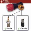 Kit reparatie cauciuc, cu snur si capsule CO2, pentru moto, atv, scooter, cu adaptor valva Presta si Schrader, Quick&Safe RP12014 