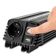 Invertor 12V la 220V, 300W, USB, cu stecher si clesti baterie, 511.92 Heyner 