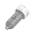 Incarcator auto 2xUSB, 12-24V, USB-A si USB-C, 20W, alb-portocaliu, 03882 Amio 