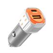 Incarcator auto 2xUSB, 12-24V, USB-A si USB-C, 20W, alb-portocaliu, 03882 Amio 