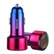 Incarcator Auto Baseus Magic 2xUSB QC 3.0 45W, cu voltmetru Aurora color, 29323