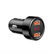 Incarcator auto 2xUSB, cu voltmetru, 12-24V, 45W QC 3.0, negru, Magic Dual, 29321 Baseus