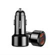 Incarcator auto 2xUSB, cu voltmetru, 12-24V, 45W QC 3.0, negru, Magic Dual, 29321 Baseus