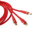 Cablu incarcator cu 3 USB, Combo tip C, MicroUSB si Apple 1.2m, rosu, 02178 Amio
