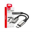 Adaptor cablu USB Tip-C la USB-C si Mini Jack Stereo, 3.5mm, 10cm, 04295 Amio