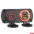 Priza cu 2 USB, cu voltmetru, 12-24V,  2.1+1.0A, incastrabila, rosie, Mod6 02861 Amio