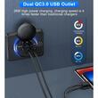 Priza cu 2 USB, cu LED albastru, 12-24V, 3.1A QC 3.0, cu panou montare, W05237