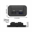 Priza cu 2 USB incastrabila, cu LED albastru, 12-24V, USB-C 3A si QC3.0, 61958 CarCo