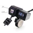 Priza cu 2 USB si voltmetru, cu prindere pe ghidon, moto, atv 052202