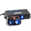 Stecher cu 2 prize, 2xUSB-A 2.4A si 1xUSB-C, 12-24V, 200W, cu voltmetru LED, buton control On-Off, rabatabil, 04173 Amio 