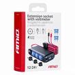 Stecher cu 3 prize, 2 USB 2.4A, 1 USB QC3.0 si 1 USB C PD30W, 12-24V, cu voltmetru LED, cu cablu conectare la baterie, 03782 Amio