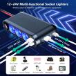 Stecher cu 3 prize, 2 USB 2.4A, 1 USB QC3.0 si 1 USB C PD30W, 12-24V, cu voltmetru LED, cu cablu conectare la baterie, 03782 Amio