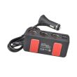 Stecher cu 3 prize si  4 USB, 12/24V, cu tester voltmetru LED,, 0375 Automax