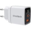 Incarcator Stecher priza 220V cu 2 USB, USB- C+USB-A, cu afisas, 5V QC 3.0, 35W GaN PD6052 Choetech