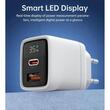 Incarcator Stecher priza 220V cu 2 USB, USB- C+USB-A, cu afisas, 5V QC 3.0, 35W GaN PD6052 Choetech