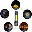 Lanterna tactica, Cob si Xpe LED, 3w/1w, 120lm/100lm, reincarcabila USB, 1200mAh, aluminiu, zoom, 4 functii, 9cm, LA0206