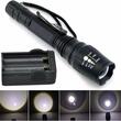 Lanterna tactica LED, 10w, 300lm, 2 acumulatori si incarcator 5v, 1200mAh, aluminiu, zoom, 6 functii, 20cm,  XML T6, LA0202