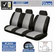 Set huse scaun fata furgoneta, microbuz 3 locuri, negru cu gri Fundvan CAR+