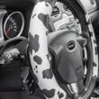 Husa volan 37-39cm, imitatie piele, neagra cu alb, Cow Print, 04172 Amio