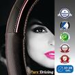 Husa volan 37-39cm, imitatie piele, neagra cu dunga roz, FVP1220 Car+