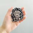 Ornament emblema metalica LEU, adeziva, cromata, neagra, TS-083