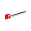 Ornament emblema metalica SUPERCHARGED adeziva Crom cu Rosu, TS-103
