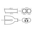 Ornament toba interior 38(56), exterior 178x67, L220 2 tevi, rotunde, crom cu albastru MT022blc 02354 Amio