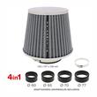 Filtru aer sport argintiu-crom, cu capac si 4 adaptori AFCRGRY SwissDrive 