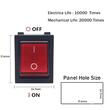 Buton basculant ON/OFF, 2 faze, dreptunghiular mare, 31x24mm, cu Led rosu, 12V / 230v, KCD4/ KCD7/ BU02 Amio 02462