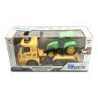 Camion galben cu detalii autentice de tip trailer pe baterii impreuna cu tractor verde de jucarie  cr23g DISCR23G   
