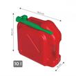 Canistra plastic premium, 10L, cu 2 manere si locas pentru palnie, rosie, KAN022