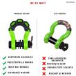 Set 2 ocheti de remorcare 8 tone, cu protectie din cauciuc, verde, CRG0-ro