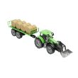 Jucarie tractor verde cu incarcator si remorca pentru baloti cr22v   DISCR22   