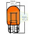 Bec soclu sticla 12V/21W  WY21W, T20 W3x16D semnalizare, galben, 81781-005 Trifa
