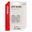 Set 2 becuri aluminiu T10, 2 LED-uri SMD1860, 12-24V, W5W, alb 03719 Amio 