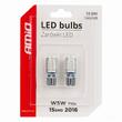 Set 2 becuri T10e, 15 LED-uri SMD2016, 12-24V, W5W, CANBUS, alb 03723 Amio