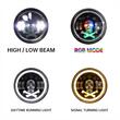 Far universal LED, fi17.8cm, 9-36V, 60W, 5500lm, cu faza lunga, scurta, pozitie alba DRL, semnalizare si modul intermitent RGB craniu, pentru Jeep si moto, Pirate Skull 03695 Amio