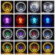 Far universal LED, fi17.8cm, 9-36V, 60W, 5500lm, cu faza lunga, scurta, pozitie alba DRL, semnalizare si modul intermitent RGB craniu, pentru Jeep si moto, Pirate Skull 03695 Amio