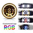 Far universal LED, fi17.8cm, 9-36V, 60W, 5500lm, cu faza lunga, scurta, pozitie alba DRL, semnalizare si modul intermitent RGB craniu, pentru Jeep si moto, Pirate Skull 03695 Amio