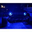 Far universal LED, fi17.8cm, 9-36V, 60W, 5500lm, cu faza lunga, scurta, pozitie alba DRL, semnalizare si modul intermitent RGB craniu, pentru Jeep si moto, Pirate Skull 03695 Amio