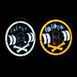 Far universal LED, fi17.8cm, 9-36V, 60W, 5500lm, cu faza lunga, scurta, pozitie alba DRL, semnalizare si modul intermitent RGB craniu, pentru Jeep si moto, Pirate Skull 03695 Amio