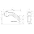Lampa gabarit cu brat 190 lung, cotit la 45°, LED, 3 functii alba, rosie si galbena, dreapta 12-36V, FT-140 FP Fristom