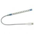 Lampa interior cu 10 LED-uri, cu cablu flexibil metalic si USB pt auto, laptop, etc